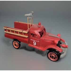 Little Red Fire Truck Engine Co No 9 Wood Ladder Decor Oho Wholesale Farmhouse